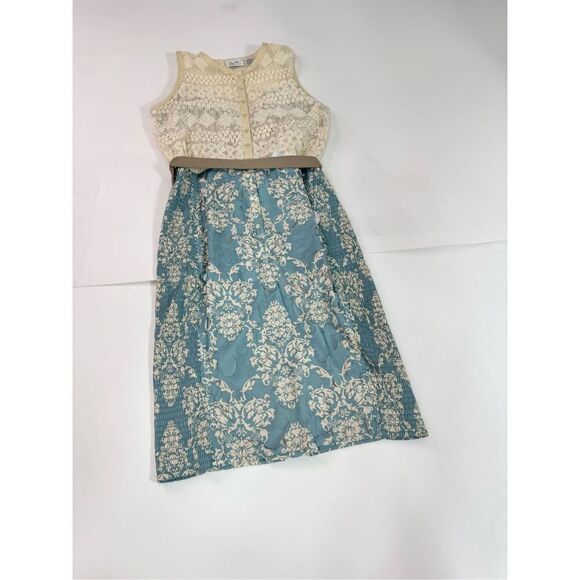 Beguile by Byron Lars Dress Women 8 Lasercut Lace Blue Cream Pretty Little Liars - Picture 1 of 12